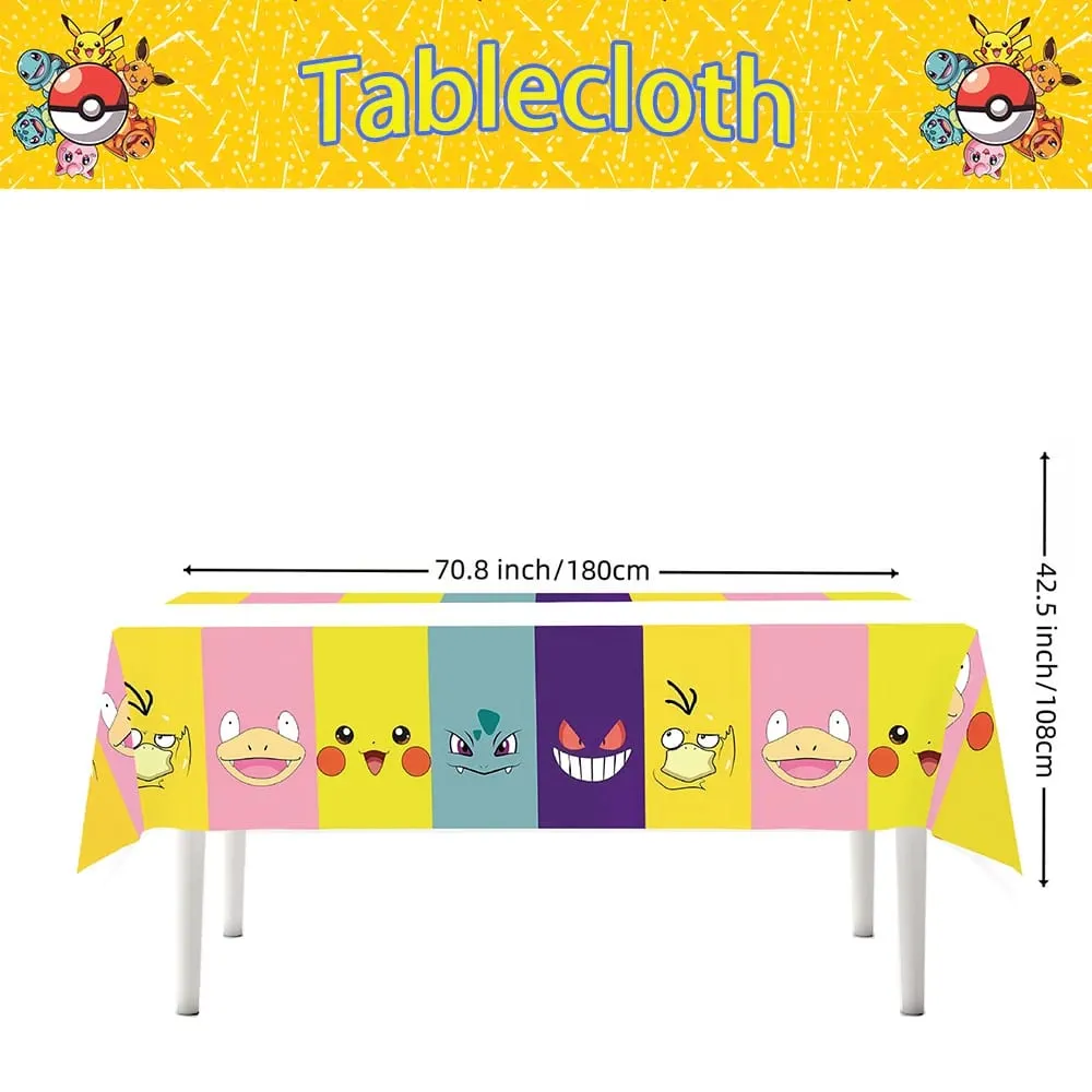 1/10 pçs pokemon toalha de mesa decoração de aniversário descartável toalha de mesa pikachu crianças presentes de aniversário suprimentos de chá de bebê