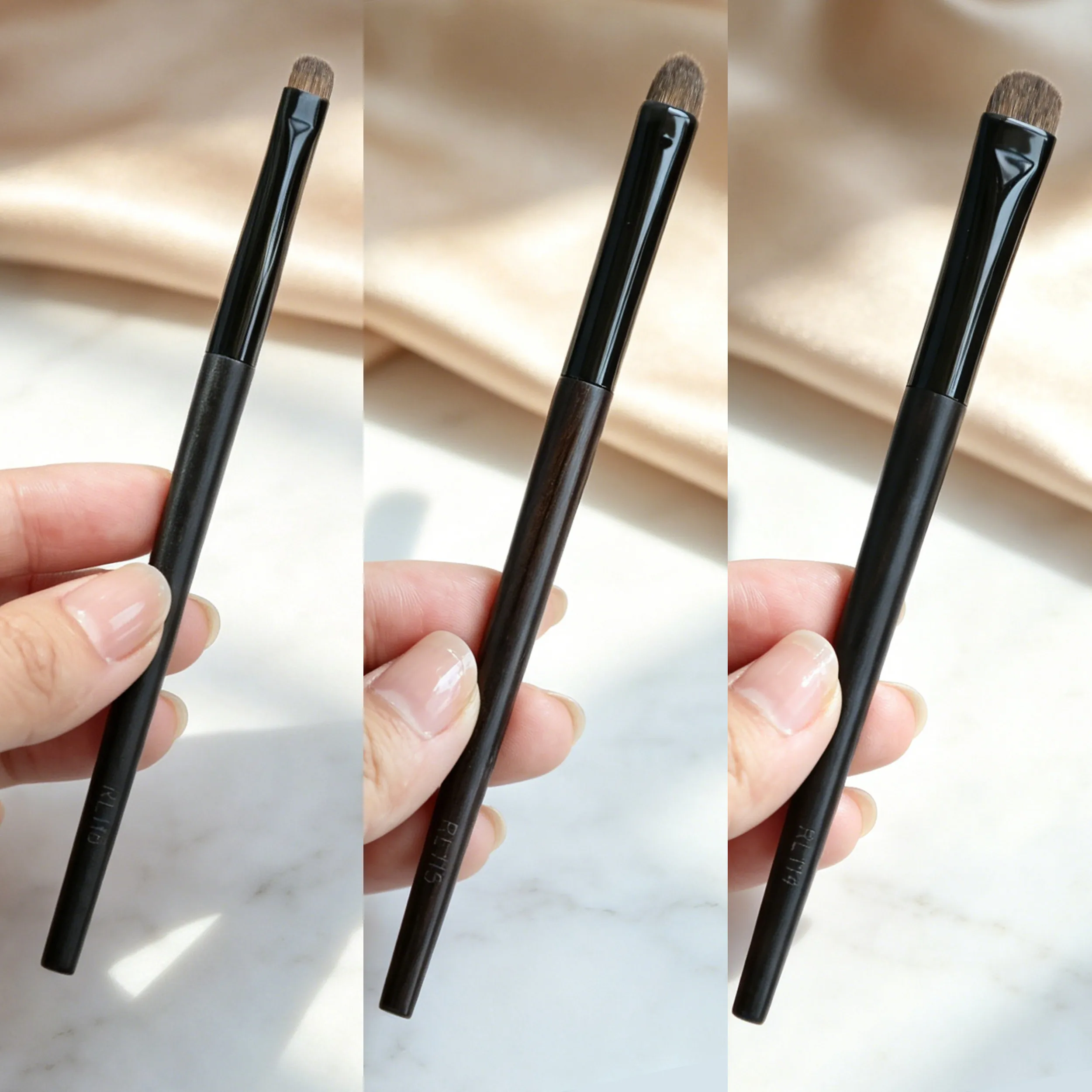 1pc profissional artesanal compõem escova esfumaçado sombra de olho mancha escova macia doninha lynx cabelo ébano madeira lidar com pincéis de maquiagem
