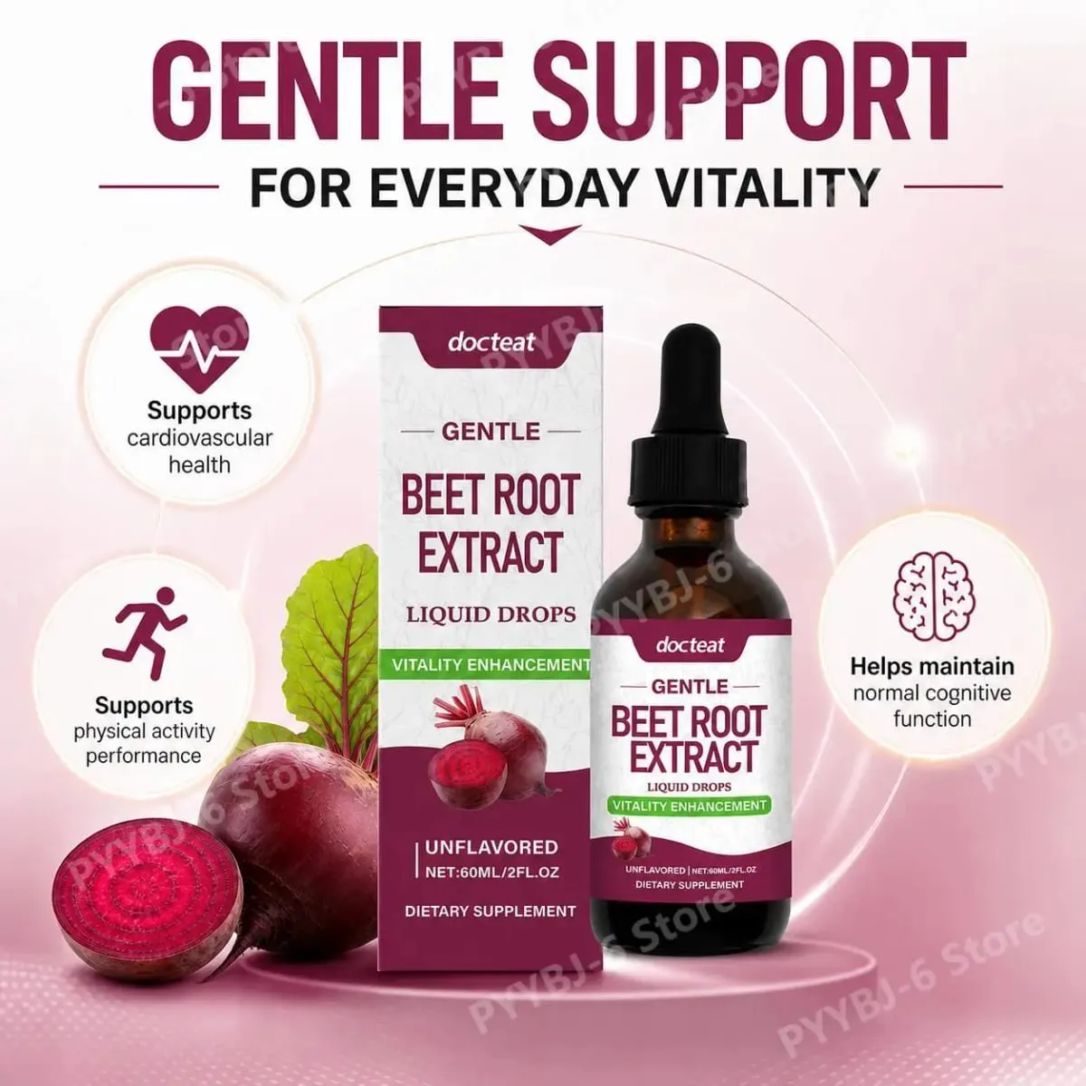 Docteat extrato de raiz de beterraba gotas líquidas sem sabor apoia a saúde cardiovascular apoia o desempenho da atividade física 60 ml