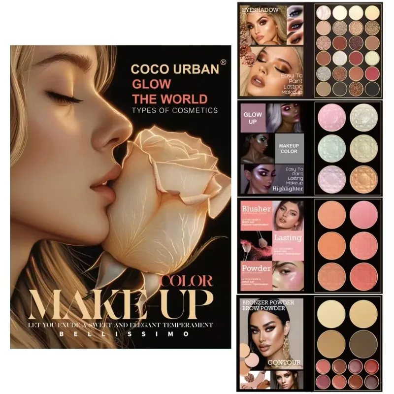 Paleta de sombras livro brilhante fosco glitter camaleão pigmentos prensados ​​profissional palco maquiagem kit cosplay 48 cores