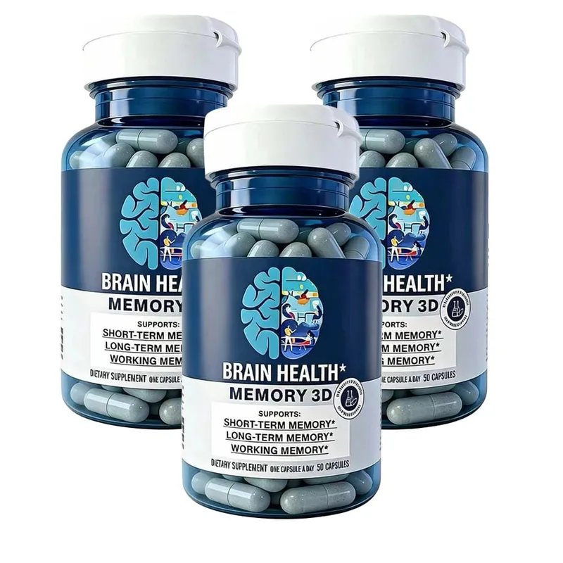 Suplementos cerebrais Memory 3D para memória e foco Vitamina B12 e B6 Ácido fólico 50 cápsulas — image 9