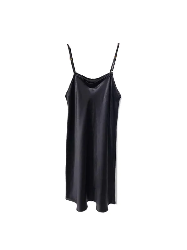 Suyadream mini vestido feminino 19mm 100% seda real sem mangas sólido alça espaguete vestidos de dormir 2025 roupas chiques elegantes