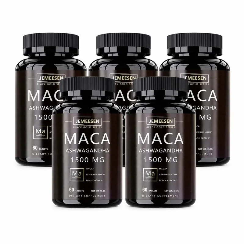 有機瑪卡根粉膠囊 1500 毫克，含有瑪卡根萃取 Ashwagandha 黑胡椒男士補充劑