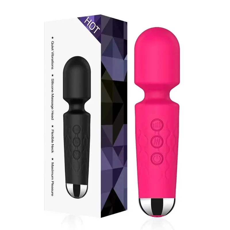 Poderosa varinha mágica de 20 velocidades, estimulador de clitóris, massageador do ponto G, brinquedo sexual portátil recarregável para mulheres