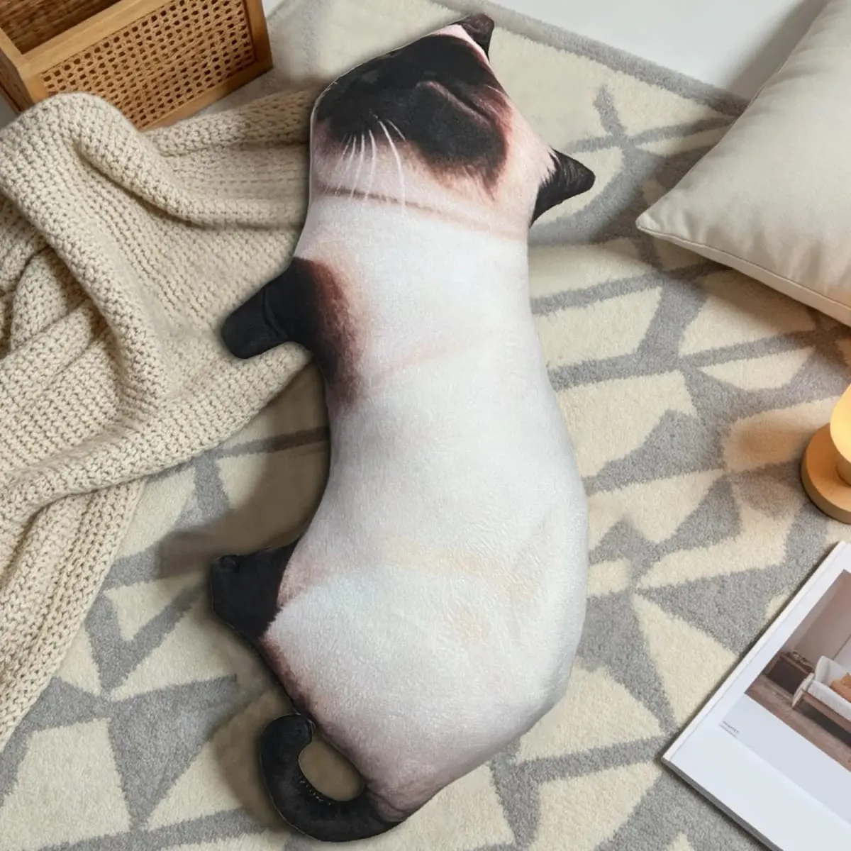 Realistic Cat Pillow 60cm Soft Plush Animal Cushion Decor Decorative Throw Pillow for Kids Adults Apartment Nursery Sofa Couch