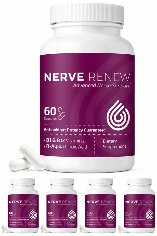 Suplemento avançado de suporte nervoso Nerve Renew - Alívio natural para desconforto nervoso com ácido R-alfa lipóico e complexo de vitamina B