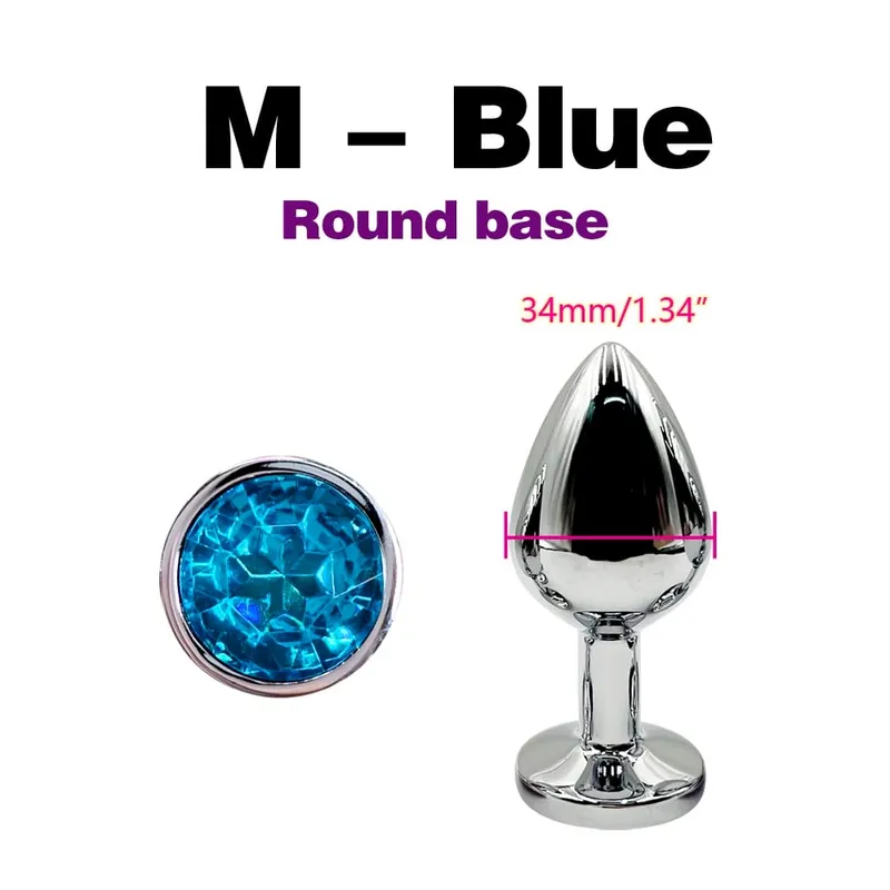 Plugue anal de metal com base de gema, plugue anal de 5 tamanhos para iniciantes e especialistas, massagem em ponto g, casais femininos/masculinos, brinquedos sexuais adultos