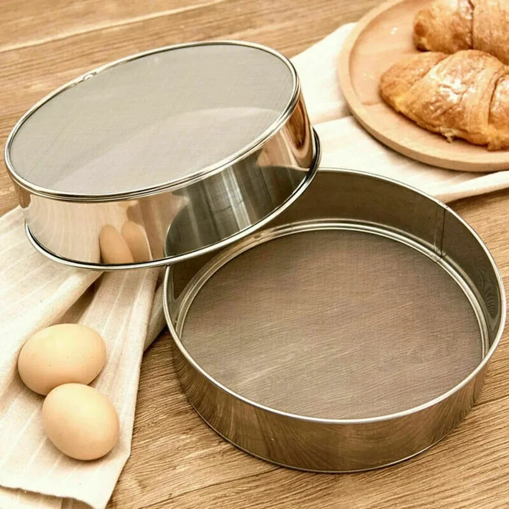 Stainless Steel Flour Sieve 40 Mesh Filter 15/20/25/30CM Kitchen Mesh Flour Sifter Flour Sieve Sifters Shakers Mesh Baking Tools