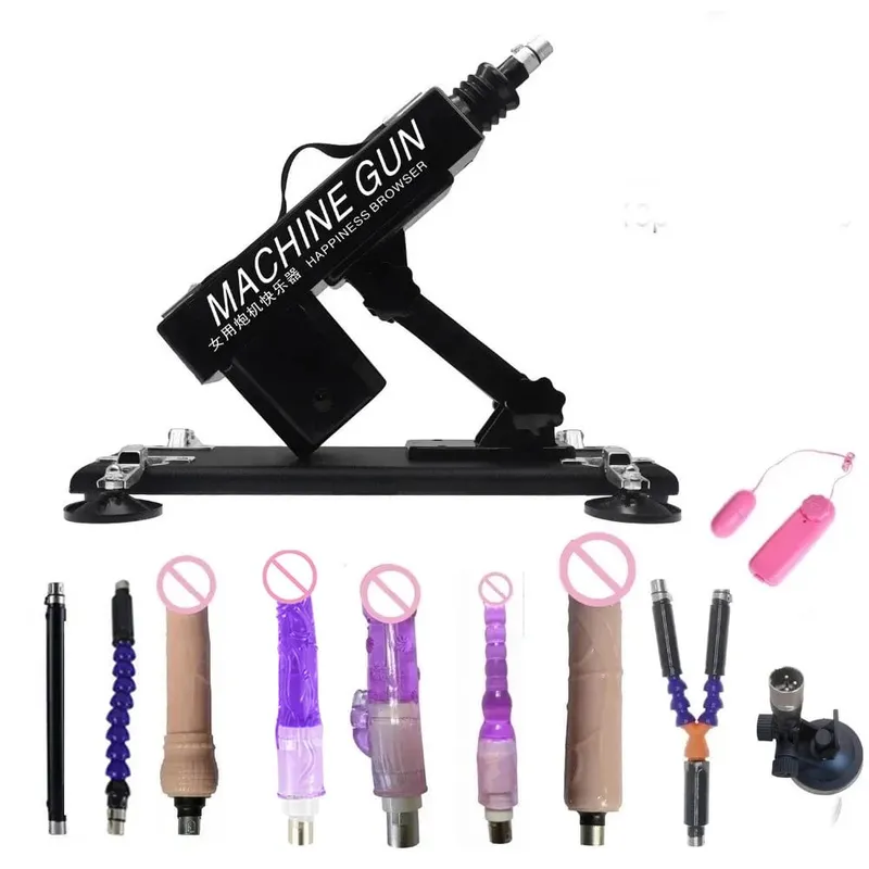 Máquina sexual vibartor automática, motor forte, com acessórios de vibrador, arma ajustável, máquina de amor, brinquedos sexuais para homens, mulheres, jogo adulto