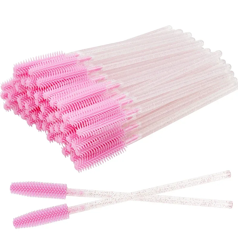 50 pçs silicone rímel varinhas aplicador pincéis de cílios descartáveis ​​pente beleza maquiagem escova para mulheres ferramentas de extensão de cílios