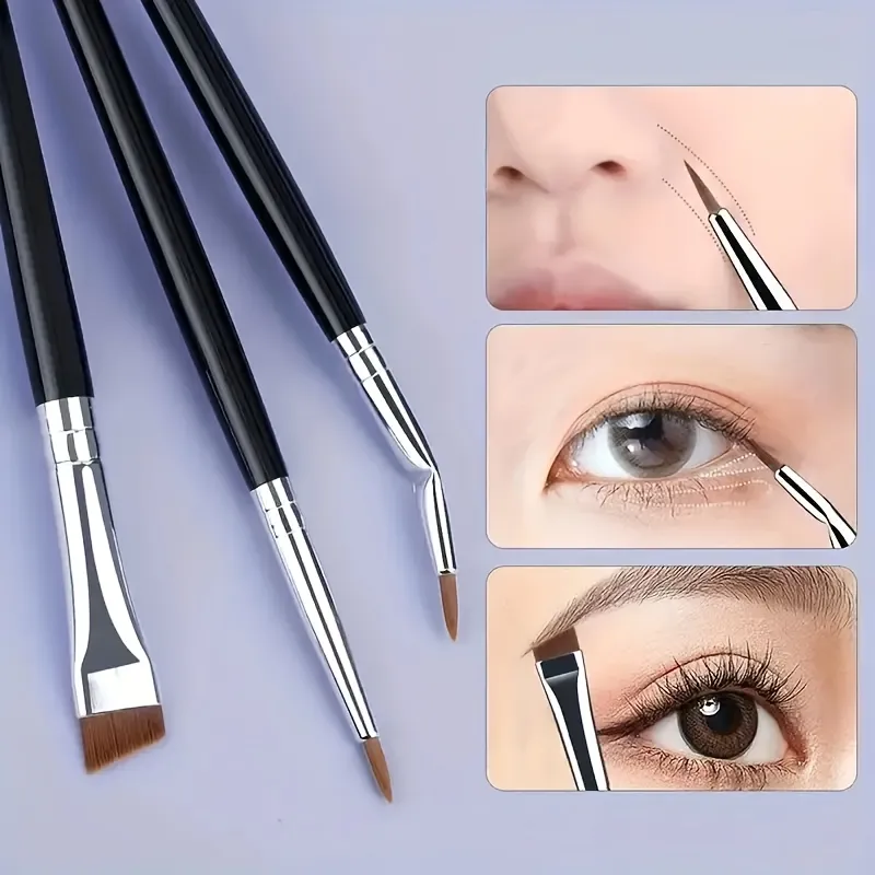 Pincel de delineador plano angular ultrafino, escova de lâmina em forma de foice para sobrancelha sob os olhos, esfumador preciso de cílios inferiores e delineador alado