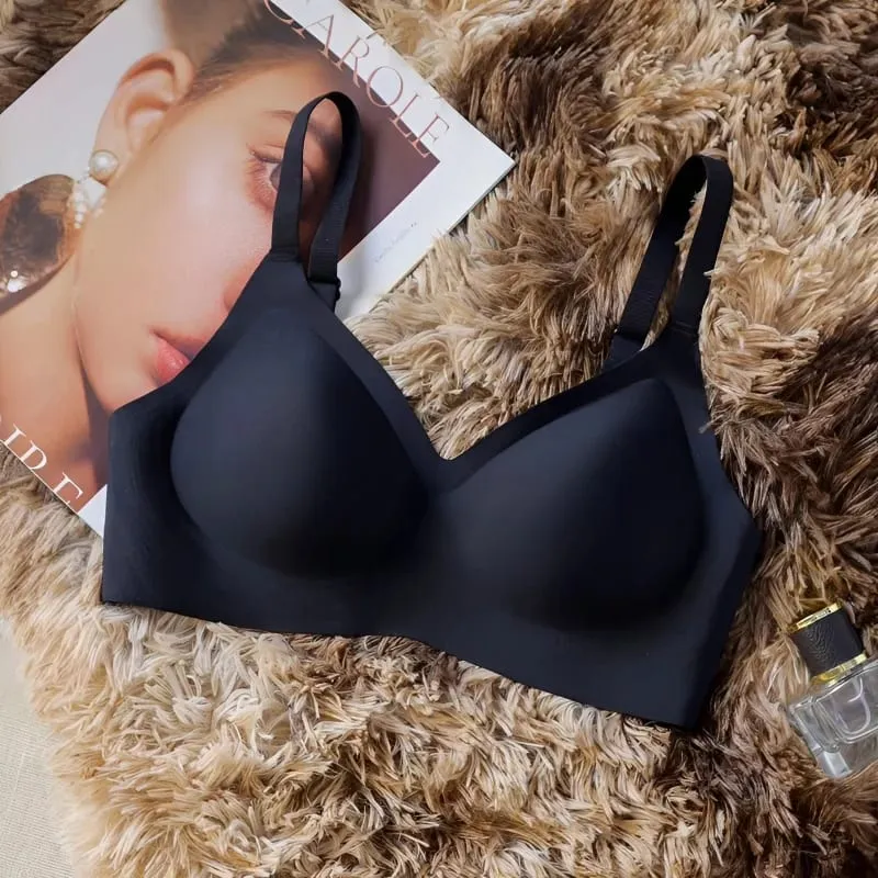 Sutiã sem costura de peito pequeno feminino push-up confortável sem arame suporte macio roupa interior fechada para mulher com seios sem jantes