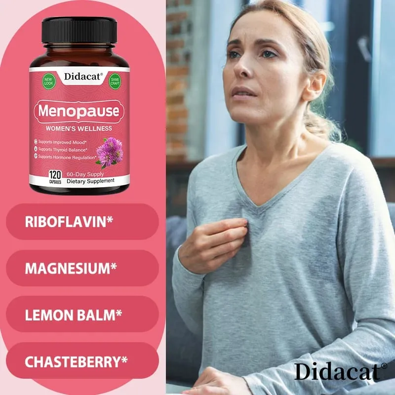 Cápsulas de alívio da menopausa apoiam o controle de peso, melhoram o metabolismo, suplementos de humor, antiestresse, fadiga e ansiedade