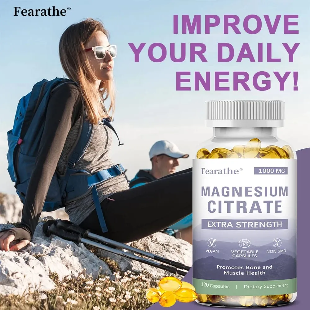 Magnesium Citrate 1000 Mg - Maximized Absorption Supports Muscle Nerve Bone Sleep and Heart Health - 120 Capsules