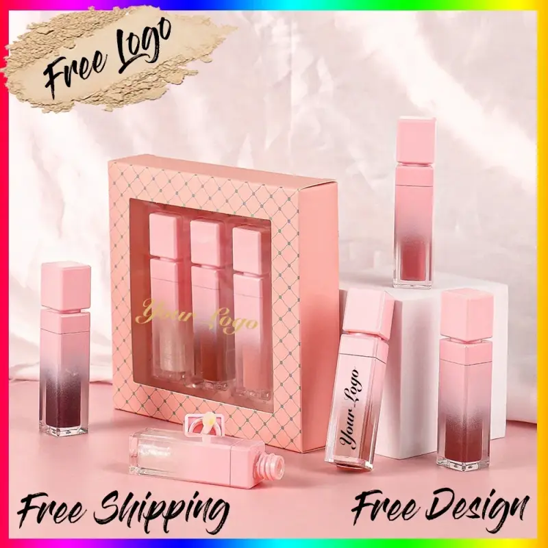 Conjunto de maquiagem personalizada Vegan Lip Gloss Kit de maquiagem de marca própria Kit profissional completo para lábios