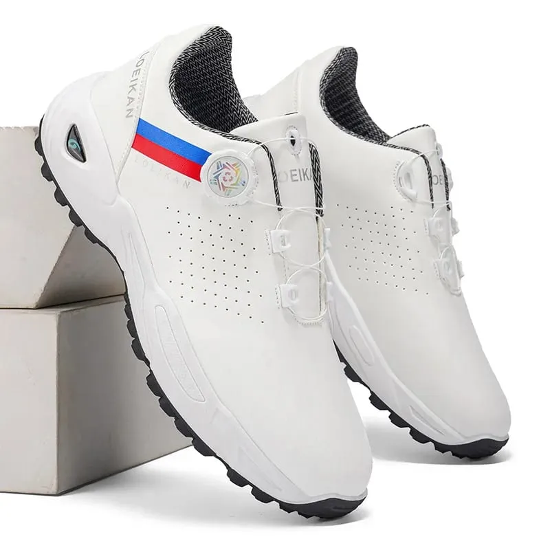 Sapatos de golfe masculinos | Fechamento com botão rápido | Tênis de golfe antiderrapantes e sem pontas
