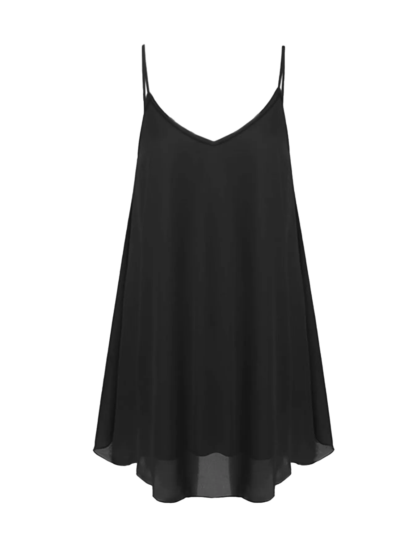 Vestido maxi cor pura com decote em V assimétrico bainha plus size malha alça espaguete conforto macio sem esforço chique casual para todas as estações vestido longo leve sólido fluido sem mangas para mulheres curvilíneas
