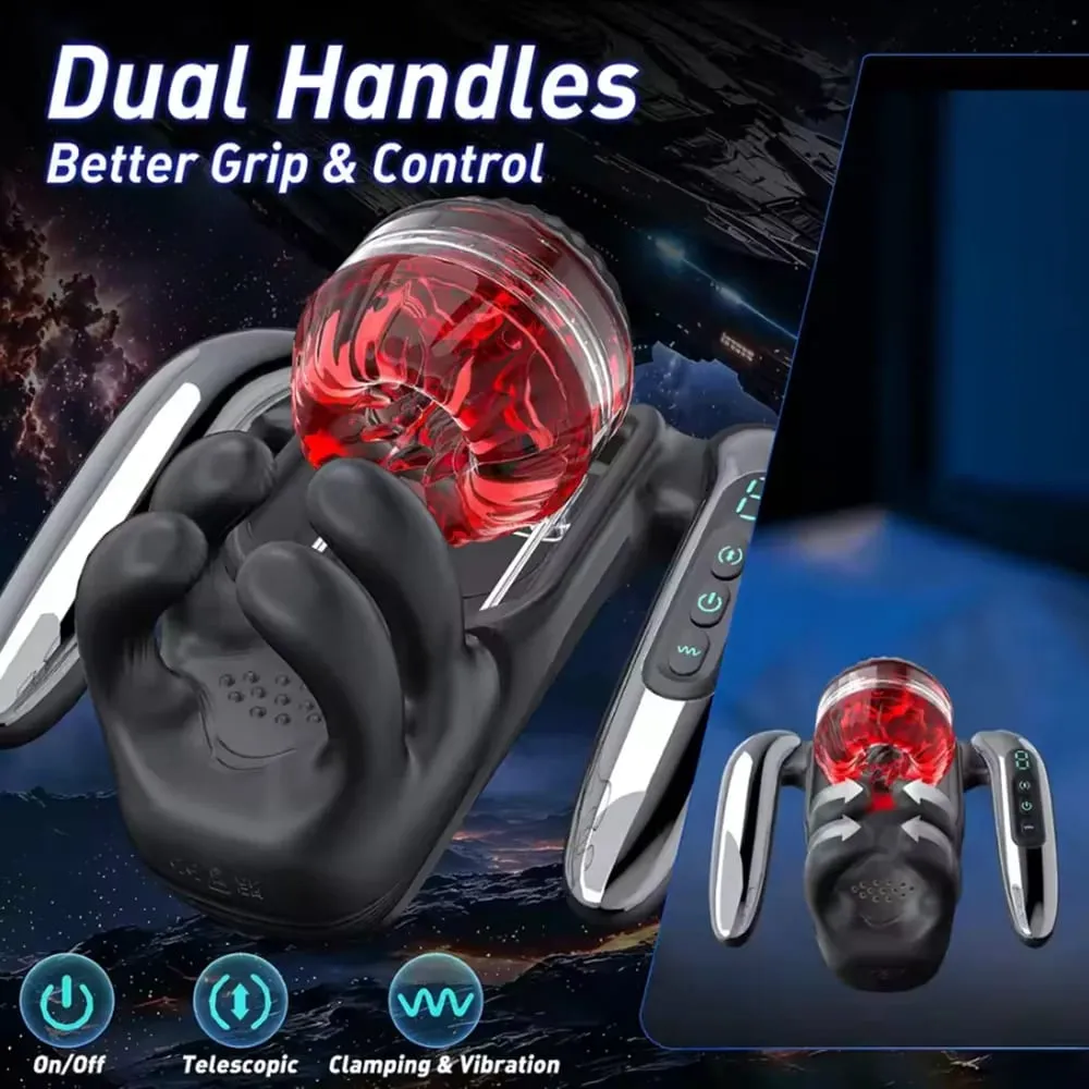 Handheld Automatic Masturbator Cup 9 Telescopic & 9 Vibrating Modes Male Masturbation Blowjob Penis Pump Adults Sex Toys for Men