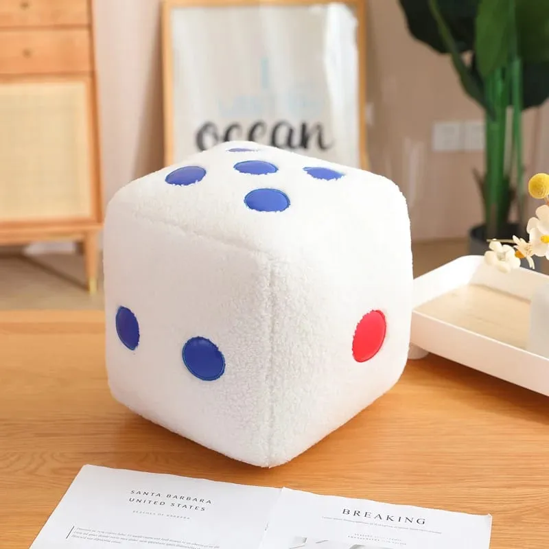8/25cm recheado mahjong dados travesseiro de pelúcia macio branco preto volta apoio plushie interativo jogo interior instrumento presente