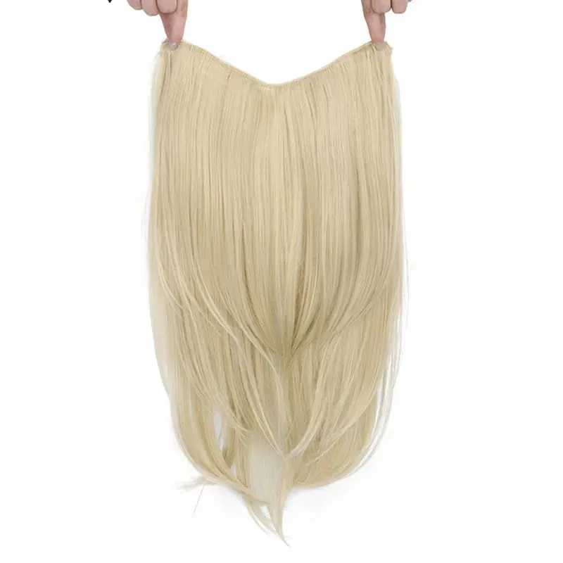 22 Polegada sintético longo micro encaracolado em camadas extensão do cabelo remendo natural olhando invisível peruca de uma peça para mulher — image 15