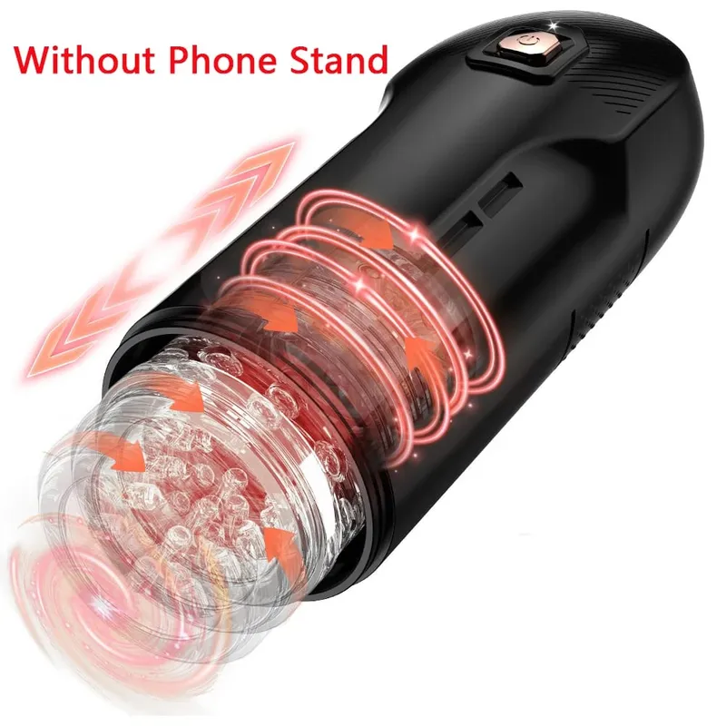 Masturbador automático para homens, rotação telescópica, copo de masturbação com alça, suporte para telefone, produtos adultos, brinquedo sexual para homens 18 +