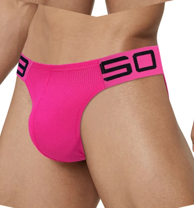 Cuecas masculinas de mistura de nylon, cuecas respiráveis ​​com letras de chifre em relevo, cintura elástica larga, cor fluorescente, roupa íntima sexy