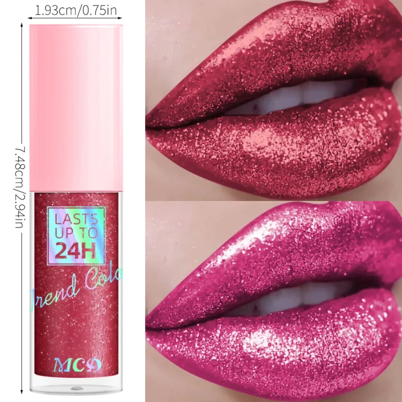 Batom líquido metálico com glitter, brilho labial de longa duração, à prova d'água, pérola brilhante, alta pigmentação, maquiagem coreana, presentes, 1 peça