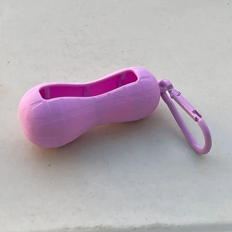 Novo arco doce forma de amendoim silicone batom capa chaveiros cor sólida saco de armazenamento batom leve titular bálsamo labial