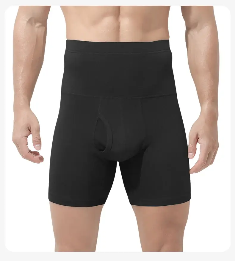 Men's High Waisted Belly-Control Underwear Plus Fat Plus Size Anti-Wear Leg Waist Protection Warm Fleece-Lined Thickeneded Sport