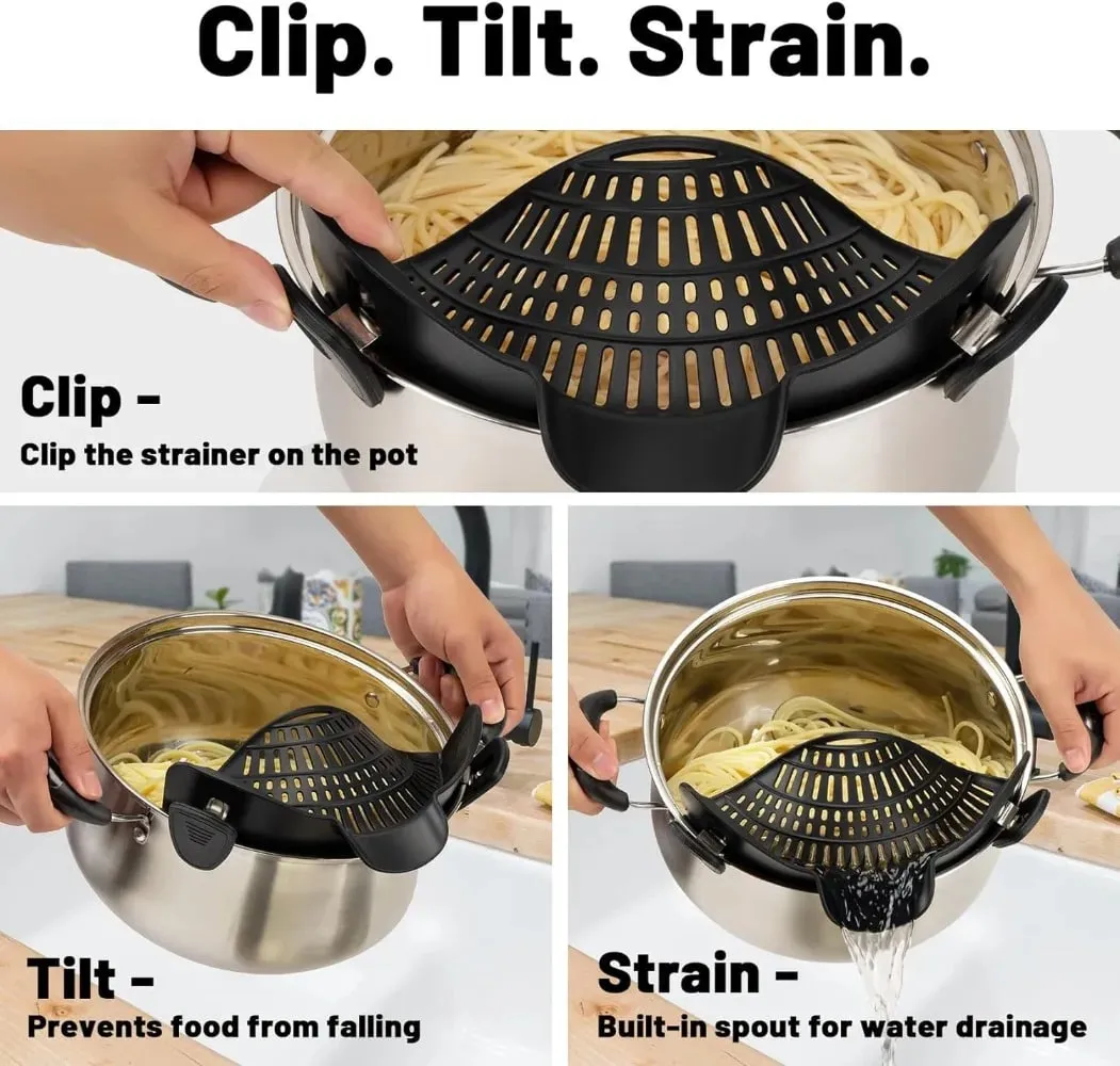 Filtro de silicone resistente ao calor para panelas/frigideiras-coador de drenagem dobrável para massas vegetais frutas-ferramenta de cozinha