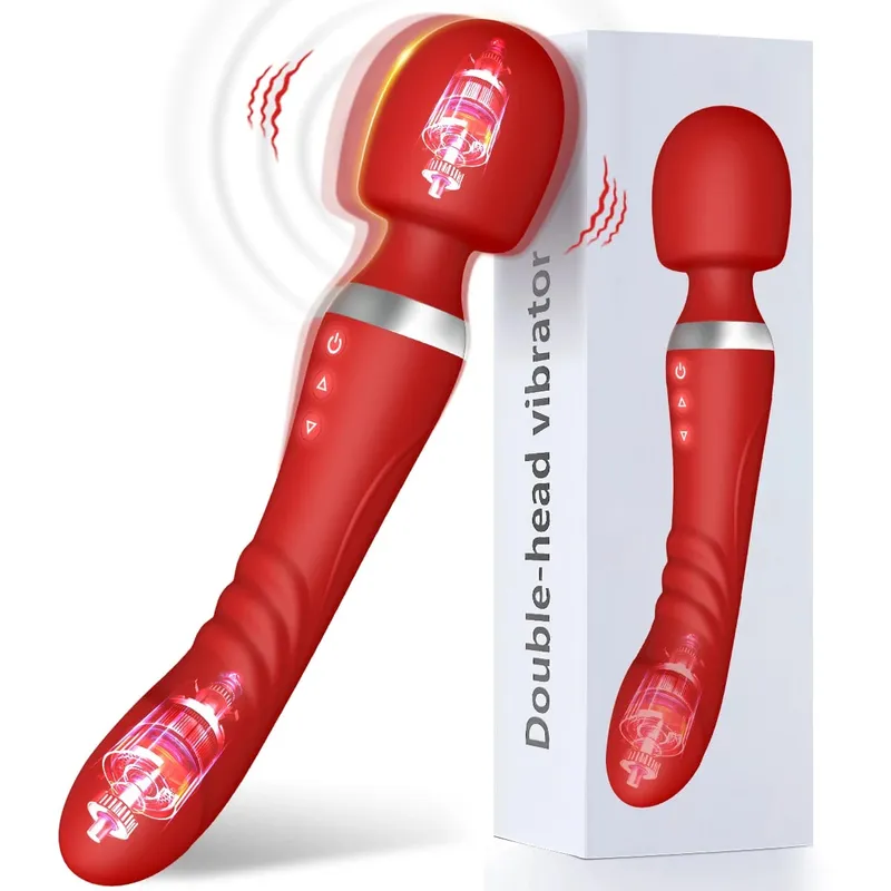 Vibrador av poderoso 2 em 1, varinha para mulheres, 10 modos, estimulador de clitóris, ponto g, massageador vaginal, brinquedos sexuais adultos para mulheres