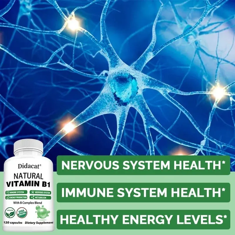 Didacat Vitamina B1 ajuda o sistema imunológico, sistema nervoso, suporte energético, suplemento dietético