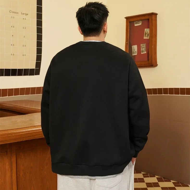 運動衫套頭衫男士超大毛衣加大尺碼 6XL 7XL 8XL 男士圓領長袖印花寬鬆上衣大尺碼服裝