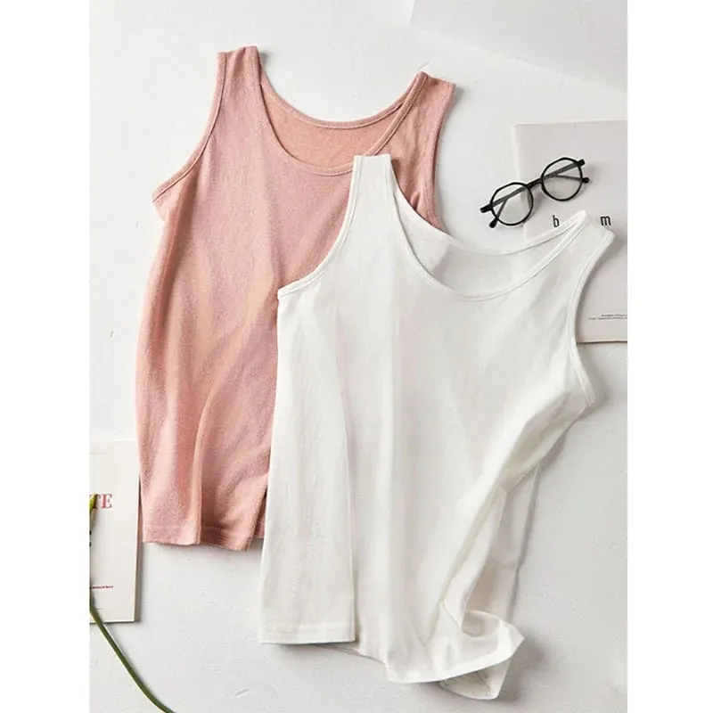 2026 novas mulheres verão casual regata cor sólida all-match básico sem mangas colete feminino coreano simples solto o-pescoço camis topo