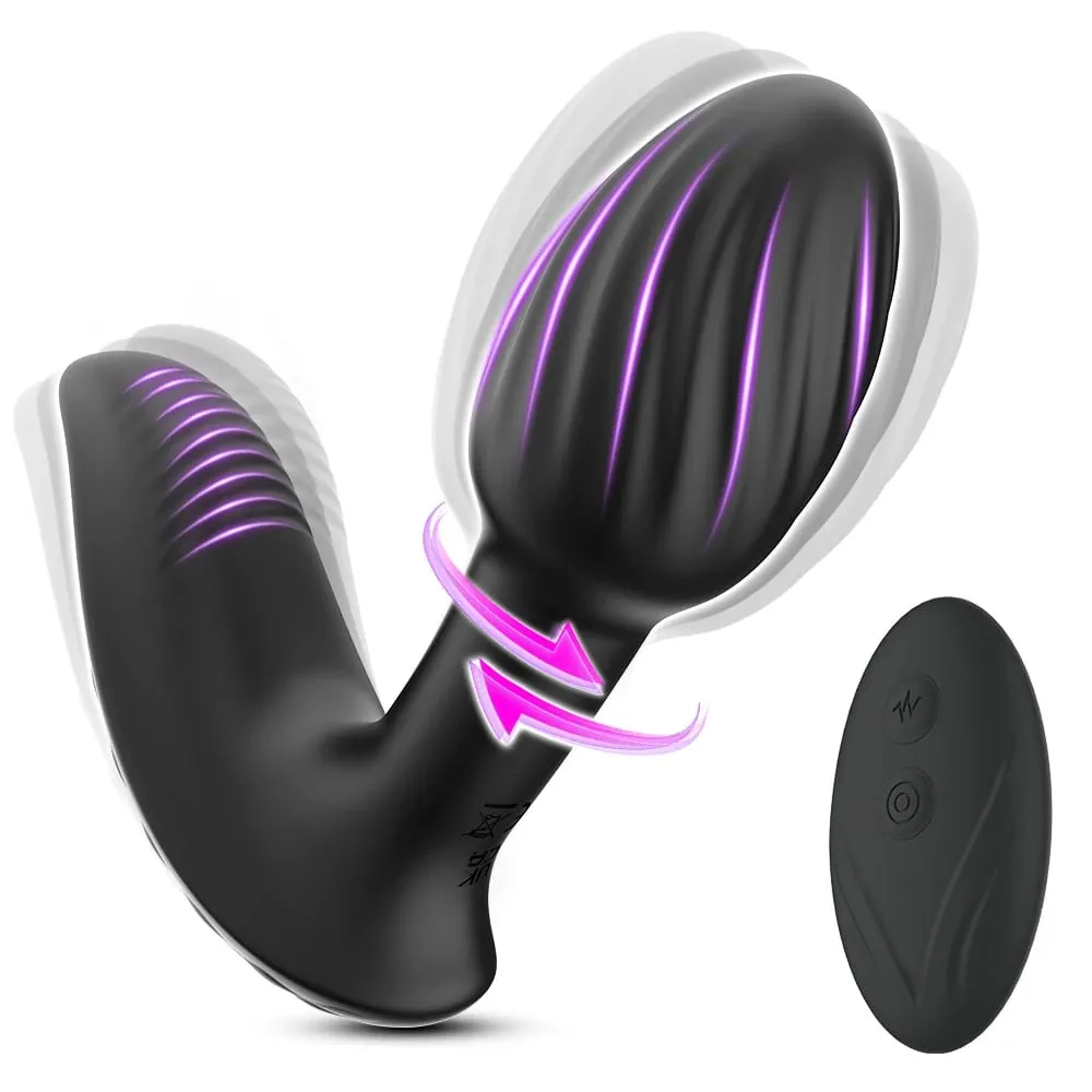 Plugue anal sem fio com controle remoto, 9 modos, rotação 360, vestível, plugue vibratório, massagem de próstata, brinquedos sexuais adultos para mulheres