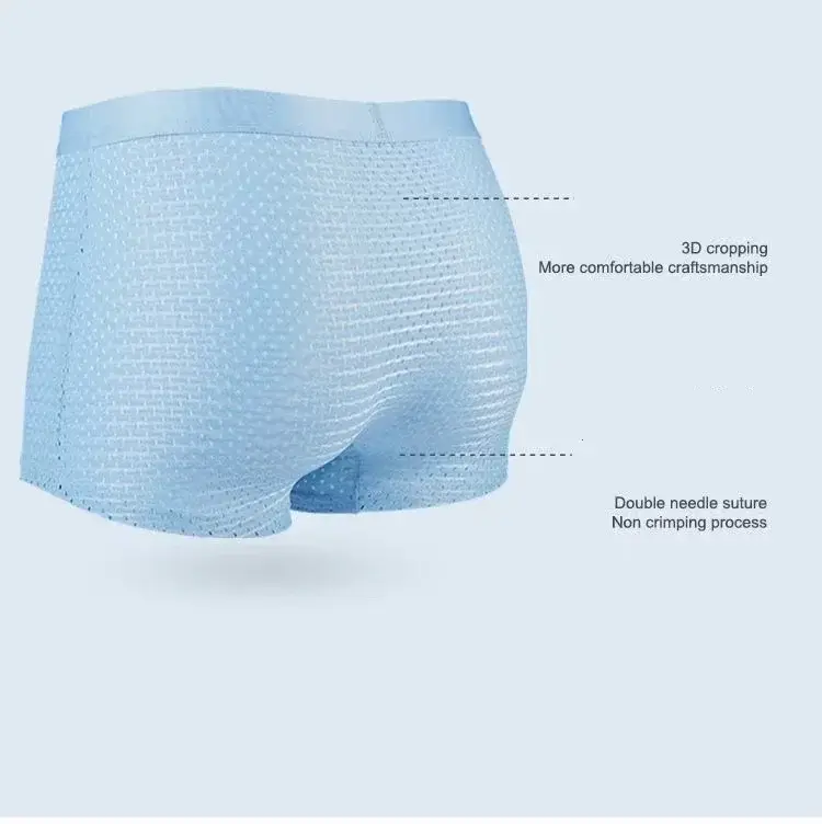 5pcs Men's Underwear Ice Silk Mesh Men Boxer Shorts Plus Size Panties Sexy Men Boxer Summer Breathable Light Thin Underpants — image 5