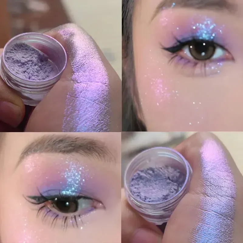 Glitter sombra em pó de longa duração cromo camaleão holográfico sombra em pó pigmento maquiagem dos olhos para mulheres cosméticos