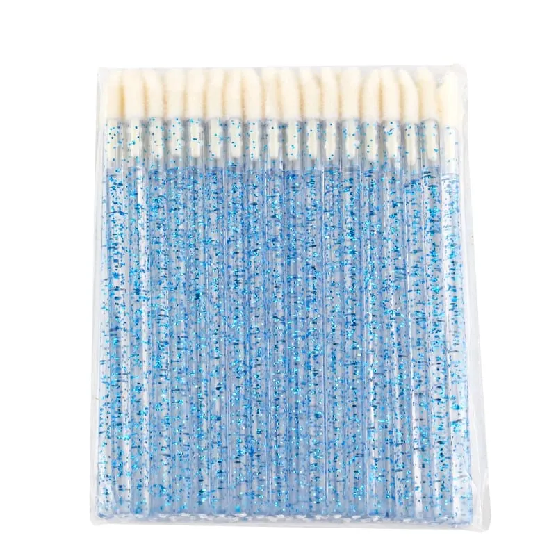 50 pçs escova de lábio cristal cílios extensão escovas rímel aplicador batom varinhas conjunto feminino pincéis de maquiagem ferramentas