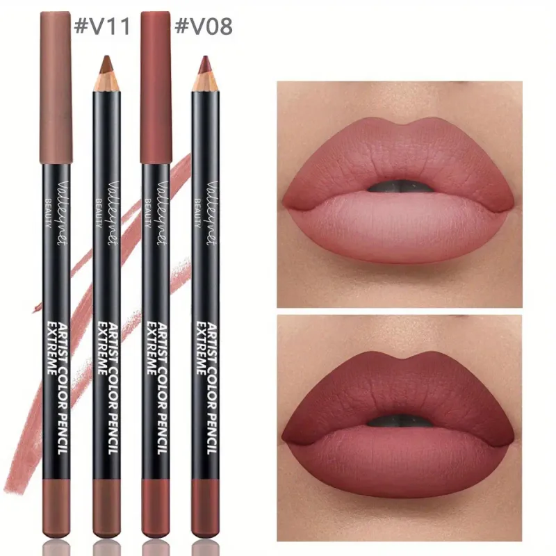 2pcs Lip Liner Makeup Duo: fórmula fosca à prova d'água de longa duração é suave para peles sensíveis e ideal para tons bege claros
