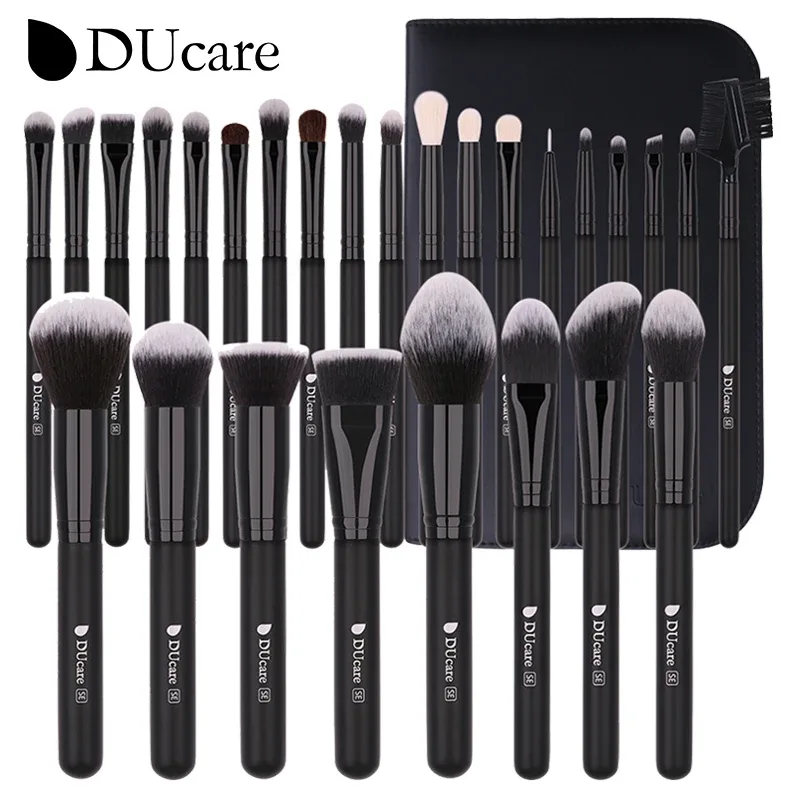 Ducare preto pincel de maquiagem profissional sombra fundação pó macio cabelo sintético pincéis de maquiagem brochas maquillaje