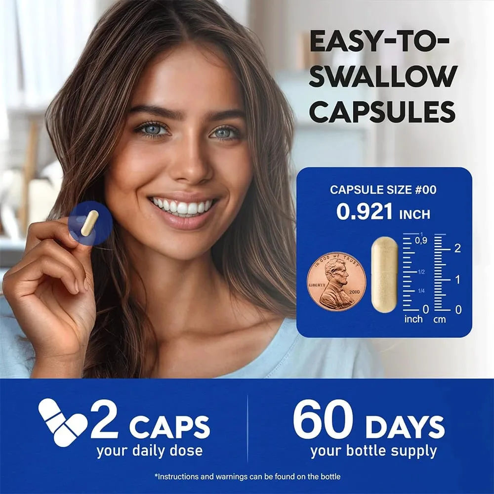 Magnesium Citrate Capsules 1000mg High Absorption Supplement - Sleep Muscle & Heart Support Non-GMO Vegan