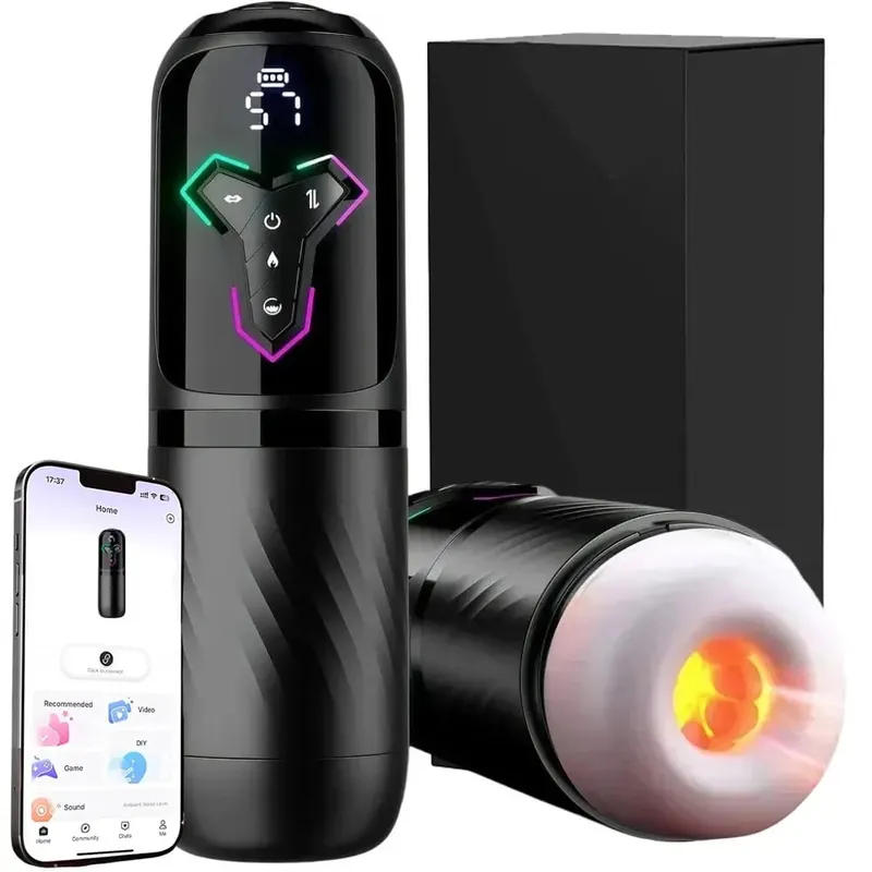 Automatic Male Masturbator Cup with Sucking Thrusting Heating Modes Stroker Blowiob Machine LCD Display Adult Sex Toy for Men
