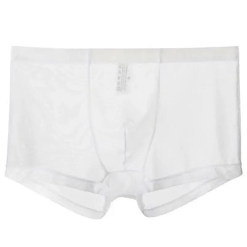 Underwear Transparent Boxers Bulge Ice Silk See Through Underpants Sexy Briefs Low Waist Panties Lingerie Intimates