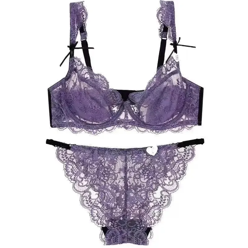 Lace Minimizer Bra Ultra Thin Sponge Free Wirefree Seamless Full Coverage Bust Push Up Comfort Lingerie Set BANERDANNI