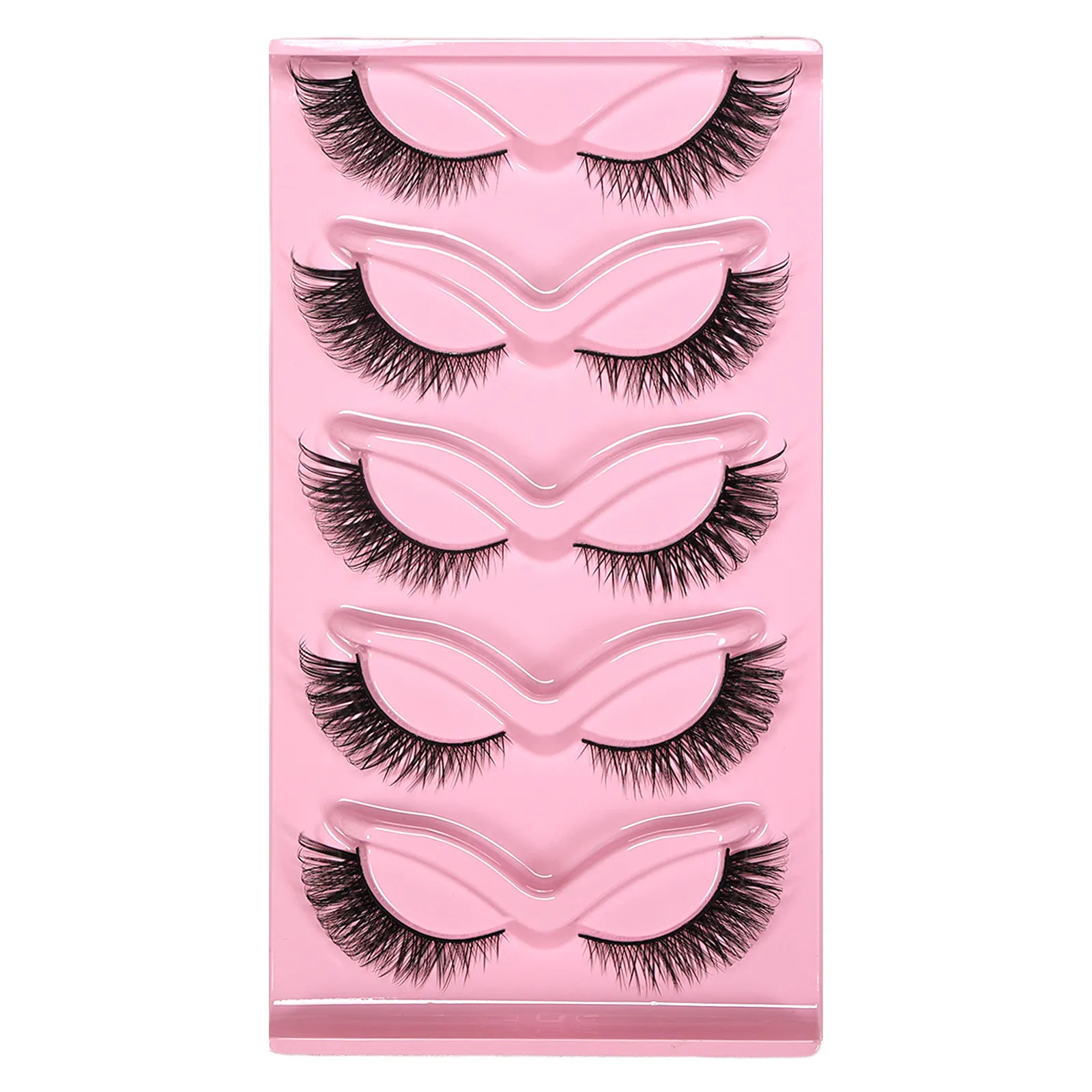 5 pares de cílios postiços de olho de gato, cílios longos e finos, canto externo, design alongado, volume grosso, cílios postiços para maquiagem de festa diária