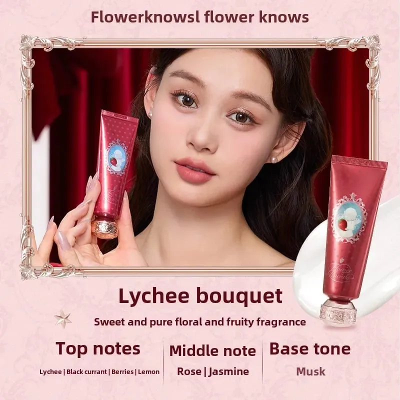 Flowerknows Morango Cupido Creme para as Mãos Perfumado Hidratante Nutritivo Loções de Cuidados com a Pele para Mulheres Creme Clareador Maquiagem