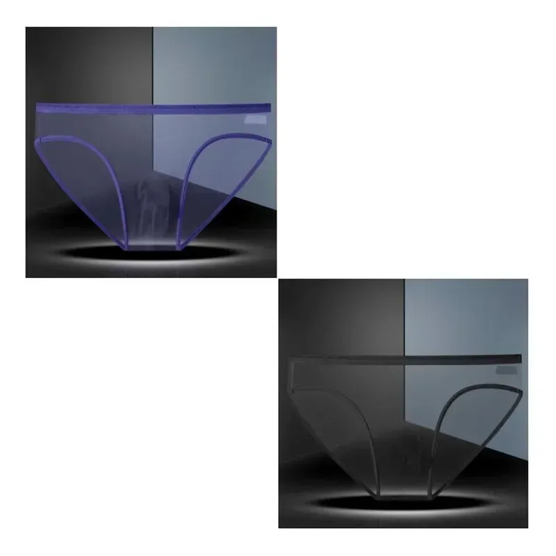 Transparent Underwear Hot Man Pants Ultra-thin Perspective Mid-rise Male Mesh Slips Homme Panties Plus Size