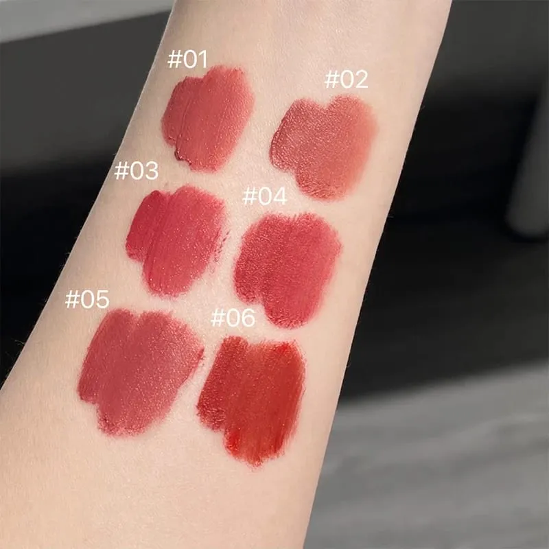 Conjunto de maquiagem de batom líquido fosco, 6 cores, brilho labial de longa duração, à prova d'água, lama labial com colar, presente, cosméticos