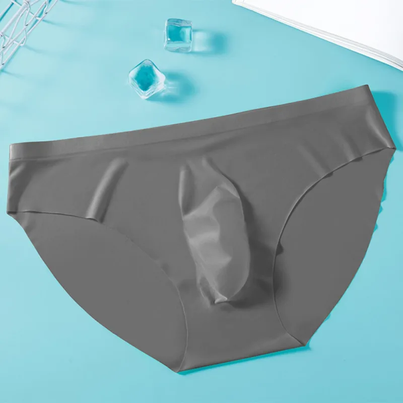 2PCS Sexy Men Briefs Ultra Thin Ice Silk Underwear High Quality Breathable Underpants Summer Transparent Quick-dry Male Panties