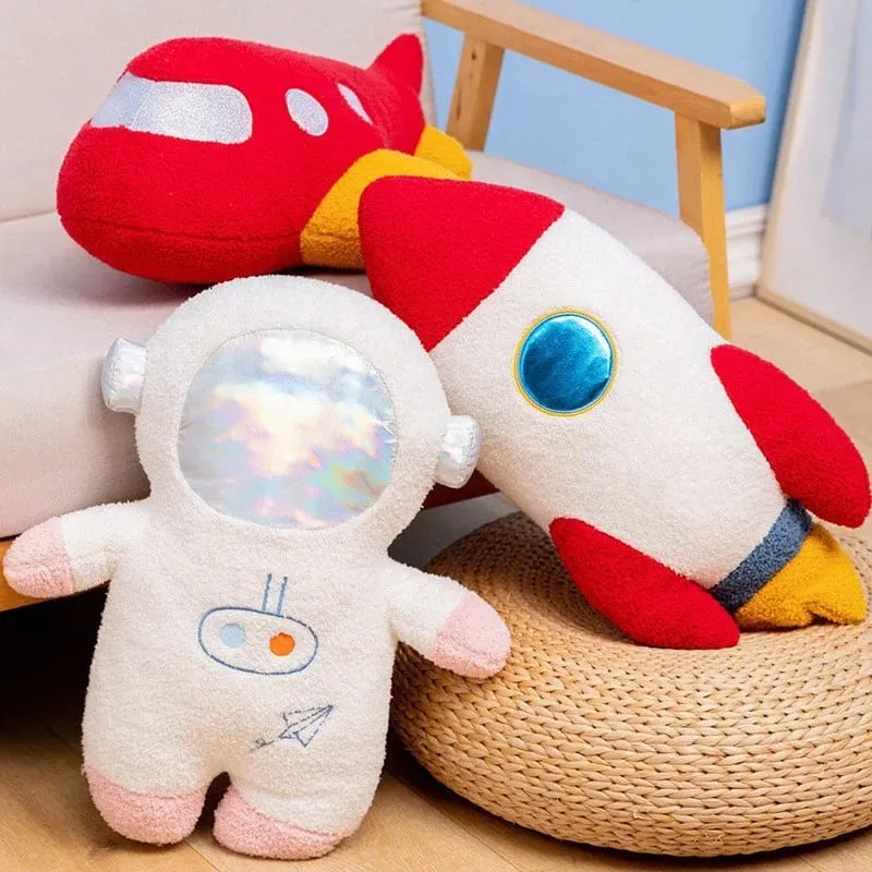 Quente 58cm foguete de pelúcia astronauta brinquedo recheado nave espacial lance travesseiro decoração para casa presente aniversário espaço descoberta educacional para crianças